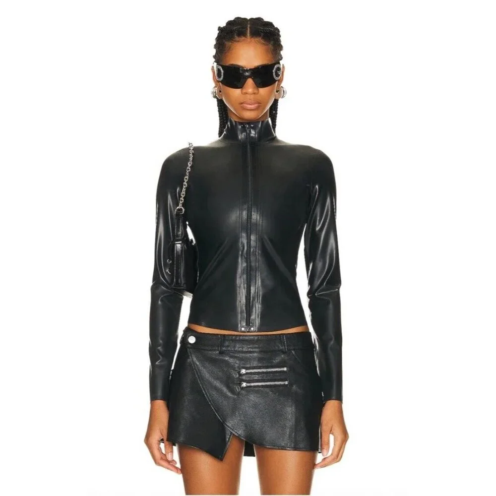 Miaou Mina Top Black Long Sleeve Latex